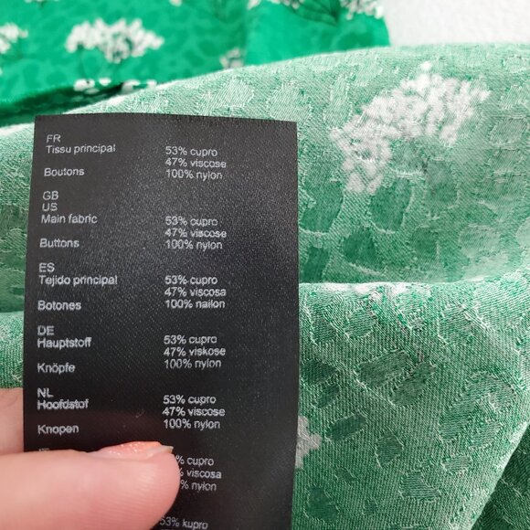 Maje Womens Rizelle Green Floral Print Mini Dress Size 42 Tied Sleeve V Neck - Picture 5 of 9